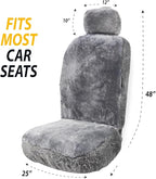 ZONETECH Sheepskin Seat Covers Fuzzy Car Seat Covers Grey Australian Merino Wool Fluffy Fur Auto Accessories All Season Protection for Your Seats Universal Fits Most Car SUV Airbag Compatible 2- Pack