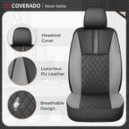 Coverado Car Seat Covers Full Set, Automotive Leather Seat Covers for Car，Universal Fit Front Back Seat Cover, Non-Slip Waterproof Breathable Car Seat Protector