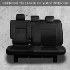 CAR PASS Leather Back Seat Cover, Breathable Mesh Universal Bench Seat Cover, Super 5mm Composite Sponge Inside, Airbag Compatible Fits Most Automotive, Cars, SUVs, Trucks, and Vans (Rear, Black)