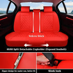 Coverado Full Set Car Seat Covers, 5-Seat Universal Faux Leather Waterproof Seat Covers, Front & Back Car Seat Protectors, Red Leather Seat Covers Fit for Most Vehicles-Red