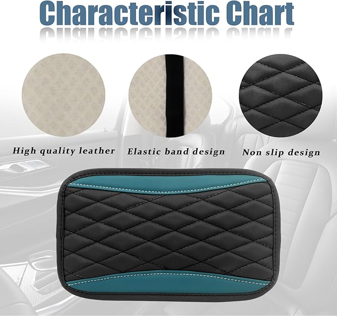 Car Center Console Cover, Universal Leather Waterproof Armrest Seat Box Cover Protector, Comfortable Car Decor Accessories Fit for Most Cars, Vehicles, SUVs-gem green