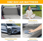 KMZ SUV Air Mattress Thickened and Double-Sided Flocking Travel Camping Bed with 2 Pillows & Pump Dedicated Mobile Cushion Inflatable Bed for SUV Trunk and Rear Seat (Light Gray)