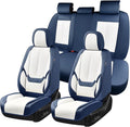 Coverado Seat Covers, Car Seat Covers Full Set, Leather Seat Covers for Cars, Car Seat Protector, Black Car Seat Covers Front Seats and Back Seats Universal Fit for Most Cars White