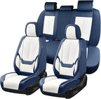 Coverado Seat Covers, Car Seat Covers Full Set, Leather Seat Covers for Cars, Car Seat Protector, Black Car Seat Covers Front Seats and Back Seats Universal Fit for Most Cars White