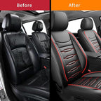 Fit Ridgeline Car Seat Covers for Honda Ridgeline 2007-2025 2026 - Upgraded Premium Waterproof & Breathable Leather, Airbag Compatible, All-Weather Seat Cushion Protector (2 Front/Black+Red)
