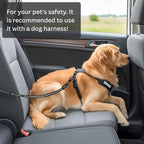 Dog Seat Belt for Car Headrest or Seatbelt Clip, Adjustable Reflective Dog Leash with Elastic Bungee Buffer, Nylon Safety Seatbelt Harness for Medium & Large Dogs (Black)