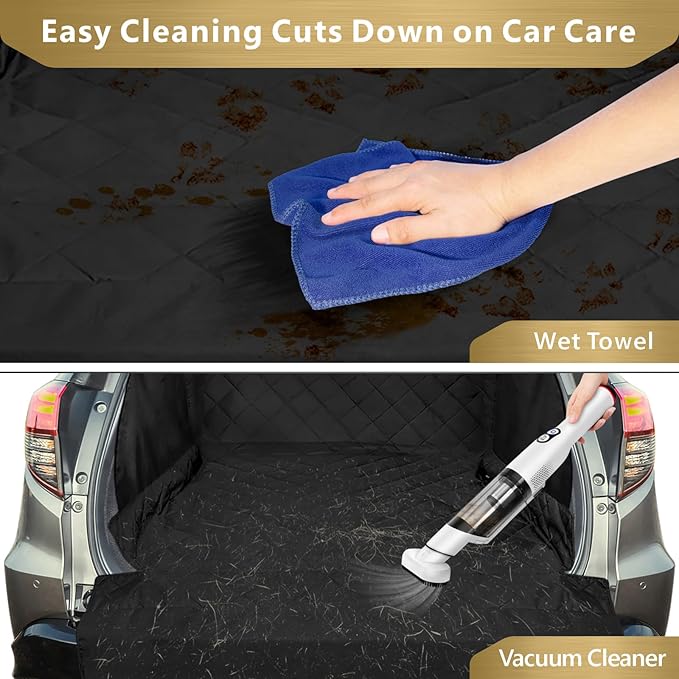 F-color SUV Cargo Liner for Dogs - Waterproof Pet Cargo Liner with Side Flaps, Comfort Dog Cargo Cover with Bumper Flap, Scrachproof Non-Slip for Large SUVs Sedans Trunks Vans, Black