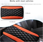 Car Center Console Cushion Pad, Universal Leather Waterproof Armrest Seat Box Cover, Comfortable Auto Armrest Cover Protector, Car Interior Decor Accessories for Most Vehicles (Black & Orange)