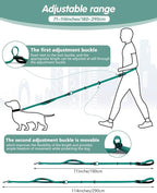 Hands Free Dog Leash, Multifunctional Crossbody Dog Leash, 5.9-9.5Ft Long Waist Belt with Car Seatbelt and Double-Sided Reflective Stitches for Medium and Large Dogs Walking, Jogging(Green)