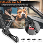 SlowTon Dog Seat Belt for Car, Adjustable 3 in 1 Dog Seatbelt with Elastic Bungee Buffer, Nylon Heavy Duty Dog Car Harness Reflective Safety Tether Leash with Latch Hook Clip Black 35.5"