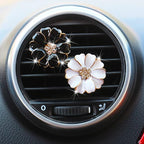 2 Pieces Daisy Flower Air Vent Clip Cute Car Air Freshener Clip Bling Rhinestone Car Air Outlet Decorations Charm Car Inter Decor Accessories for Girls Women