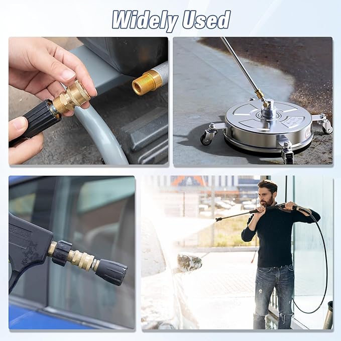 Pressure Washer Quick Connect Kit, M22-14mm to 3/8" Male Female Quick Disconnect Kit for Power Washer, 3/4 Inch Hose Fittings Adapter Set, Brass, 8 pcs