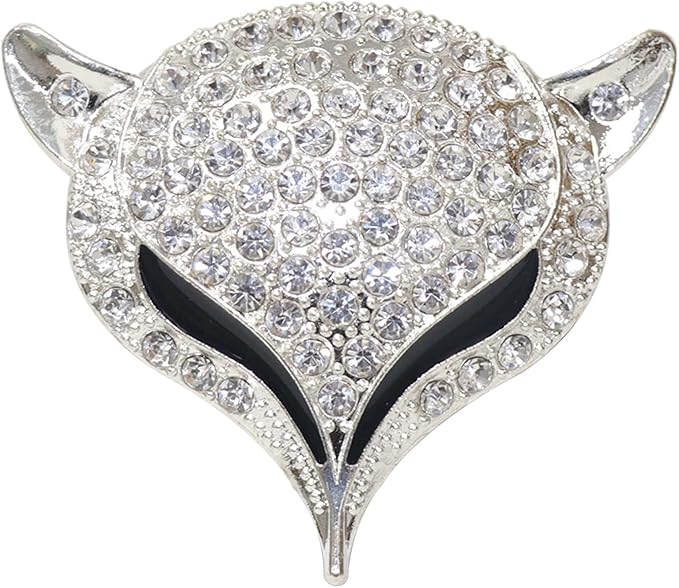 HungMieh 1PCS Bling Car Accessories for Women, Rhinestone Car Décor Interior, Car Charm Air Vent Clip with Pads for Fragrance (Fox Silver)