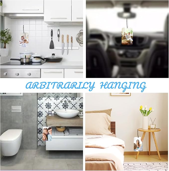 Personalized Photo Car Air Freshener – Custom Double-Sided Print – Fresh Linen Scent – Eco-Friendly, Long-Lasting Fragrance – For Family, Friends, Lovers (Square)