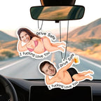 Personalized Valentine's Day Car Air Freshener with Pictures, I Love You, Drive Safe, Fun Couple Gift, Hanging 2Pack