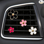 4 Pcs Metal Daisy Air Vent Clips Flower Car Air Freshener Clip Air Conditioning Outlet Clip Bling Charm Car Inter Decor Accessories for Girls Women