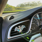 Bat Air Vent Clip Car Air Freshener Outlet Clips Natural Abalone Shell Seashell Color Vampire Bat Car Accessories Gothic Car Decor Refillable Car Diffuser Clips (Big Bat)