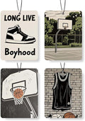 Basketball - Themed Car Air Freshener 4 Pcs, Retro Sports-Inspired Hanging Scents, Air Freshener for for Cars Closet Drawer Books,Car Accessories Mirror Decor for sports enthusiast.