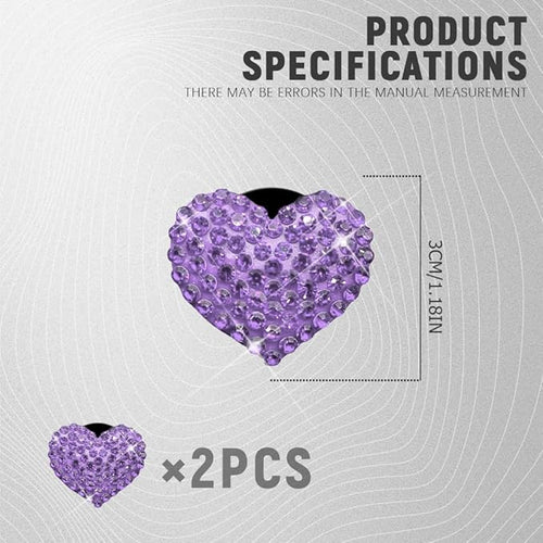 2PCS Bling Heart Air Vent Clips, Heart Shaped Crystal Air Freshener Vent Clips, Rhinestone Air Conditioning Outlet Clip, Universal Interior Decor Car Accessories for Women Girl (Purple)