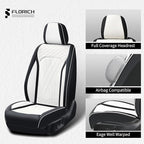 FLORICH Leather Cars Seat Covers Front Pair Seat Covers for Car Waterproof Automotive Seat Cover Vehicle Seat Interior Cushion Universal Fit for Most Car Truck SUV, Black&White
