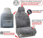 Aegis Cover Premium Australian Merino Sheepskin Car Seat Cover, Easy-Install Summer & Winter Universal Fit for SUV Truck Sedan Most Vehicles (FS-Grey)