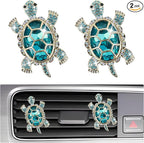 2PCS Sea Turtles Car Air Freshener Vent Clip, Bling Cute Turtle Vent Clips for Cars, Rhinestone Auto Air Conditioning Outlet Clip, Ocean Theme Interior Decor Car Accessories (Blue)