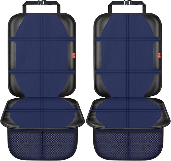 Car Seat Protector,2 Pack Automotive Seat Protectors Baby Carseat Pad Waterproof & Durable 600D Fabric for Child Baby Car Seat Mat Vehicle Pet Cover 2 Storage Pockets (Blue)