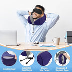 CloudBliss Travel Pillow Premium Memory Foam, Comfortable & Supportive Neck Pillow, Neck Pillows for Sleeping Travel, Airplane Pillow for Sleeping Airplane, Car, Office and Home（Black & Navy）