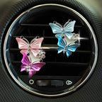 Bling Butterfly Car Air Vent Clip, Cute Rhinestone Air Freshener Clip, Glam SUV Outlet Vent Decorations, Charm Car Inter Decor Accessories for Girls Women (2Pink + 2Blue)