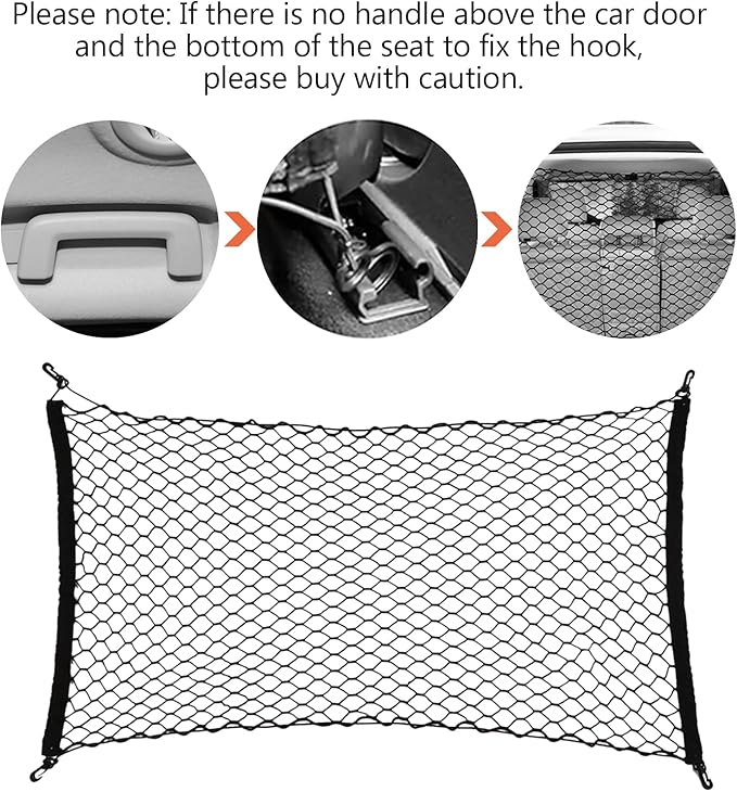 Dog Car Net Barrier for SUV - Pet Car Divider Back Seat Barrier Net, Easy to Install and Remove,with Flexible Bungee Cords Adjustable for Trucks, SUV, Vans, Universal Fit Sturdy Mesh (47 * 27 inches)