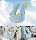 BEBAS U-Shaped Kids Travel Pillow for Car, Road Trip Essentials, Soft Neck Support for Long Trips, Adjustable Strap for Car Seats Airplane, Great Gift Idea (Blue Unicorn)