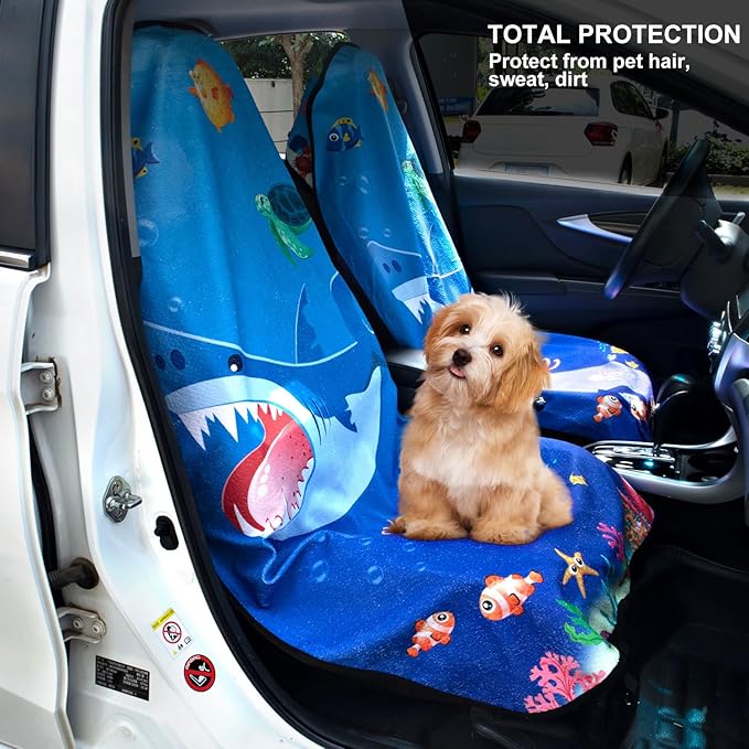 Waterproof Sweating Car Seat Cover for Post Gym Workout, Running, Swimming, Beach and Hiking, Universal Fit Non-Slip Bucket Seat Protector for Cars SUV Trucks, Machine Washable (Ocean)