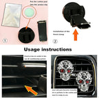Gothic Skull Car Air Freshener Vent Clips with 2 Pads, Halloween Scented Car Accessories for Men Women, Automotive Interior Decor and Cool Car Fresheners for Men， Spooky Gift Idea-A2