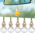5PCS Hanging Car Air Freshener, Car Air Freshener Diffuser, 8ml Empty Glass Auto Oil Perfume Aromatherapy Diffuser Charms, Refillable Perfume Bottles for Most Vehicles (Oblateness, Style 1)