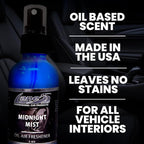 LANE’S Premium Car Air Freshener "Midnight Mist" - 4oz Oil-Based, Long-Lasting Auto Scent Spray - Food, Pet, Odor Smell Deodorizer for Cars, Trucks, SUVs' Interior Leather, Carpet, Upholstery