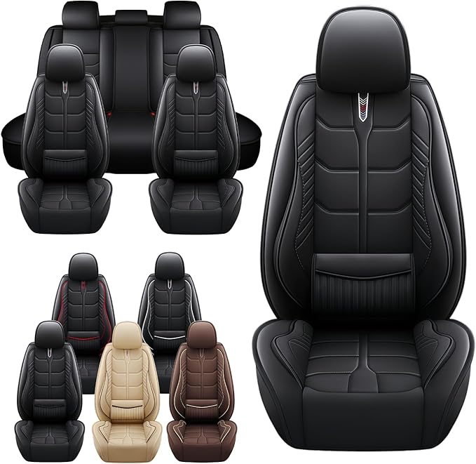 Leather Car Seat Covers Fit for Toyota Prius c 2012-2019, 5 Seater Car Seat Cover, Premium Waterproof, Scratch Resistant Car Interior Accessories (Full Set Black)