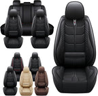 Leather Car Seat Covers Fit for Toyota RAV4 Hybrid 2016-2024, 5 Seater Car Seat Cover, Premium Waterproof, Scratch Resistant Car Interior Accessories (Full Set Black)
