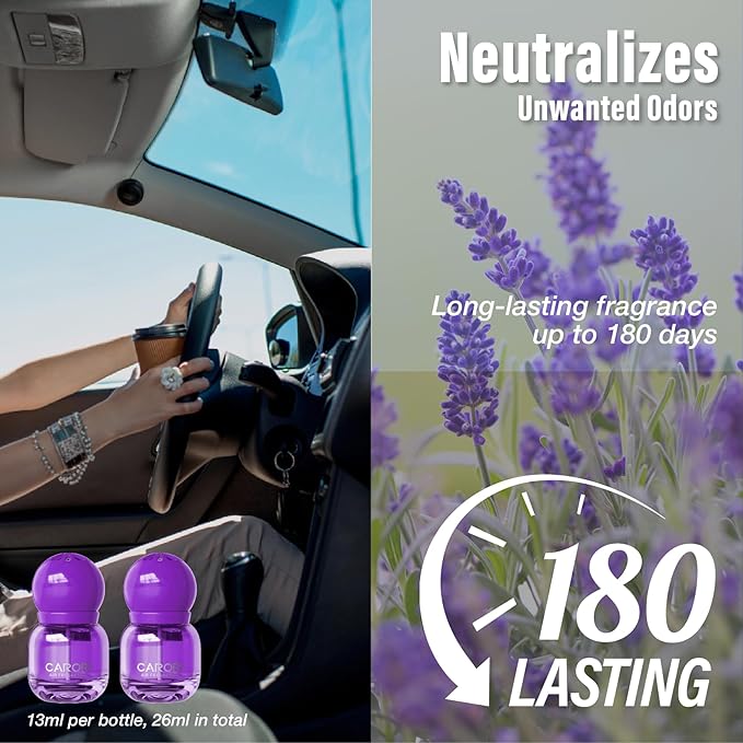 Cute Car Air Freshener 2 Pack, Lightbulb-Shaped Car Fresheners, Automotive Vent Clip, Long Lasting Scent, Essential Oils, Cute Car Accessories for Women, Lavender Scent