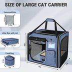 Petskd Combinable Large Cat Carrier with Litter Box for Car Travel, 19"x17"x18" Portable Soft Pet Carrier for 2 Small Cats with Safty Zipper Locks for Vet