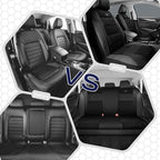 Skechers Aircooled & Memory Foam Seat Covers,Premium Leather with EVA Mesh Car Seat Covers,Seat Cover Full Sets,Airbag Compatible Automotive Comfort for Most Cars, Vans, Trucks, SUV,Black