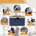 Aotto Portable Electric Lunch Box Food Heater, 12V/24V/110V 3-in-1 Car Food Warmer Heated Lunch Box for Adults, Cook, Reheat & Keep Meals Warm for Car, Truck, Travel, Work, Home - Navy Blue