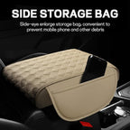 Car Armrest Cushion, 12.2"×8.3" Leather Auto Memory Foam Center Console Pad with Storage Pocket, Waterproof & Anti-Scratch Elbow Pillow Armrest Seat Box Protector, Universal Fit (Beige)