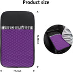 Bling Leather Car Armrest Box Cover,Car Center Console Protector with Colorful Crystal Rhinestones,Anti-Scratch Waterproof Car Armrest Seat Pad for Most Car,SUVs,Trucks (Purple)