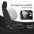 Coverado Car Seat Covers Full Set, Seat Covers for Cars, Front Seat Covers and Back Seat Cover Waterproof Leather Automotive Seat Cover, Universal Car Interior Protectors Cushion for Most Cars Black