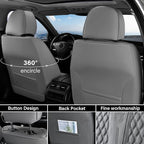 Coverado Front Seat Covers, Car Seat Cover, Leather Seat Covers for Car, Automotive Seat Covers Protector with Lumbar Support Universal Fit for Most Sedans SUV Pick-up Truck(Gray)