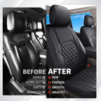 Huidasource Tacoma Front Seat Covers, Leather Car Seat Covers Custom Fit for Toyota Tacoma 2016-2023 2022 2021 Double & Crew Cab SR, SR5, Limited, TRD Pro, TRD Sport, Off-Road (Front Pair/Black)
