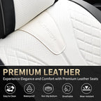 FLORICH Seat Covers Full Set Luxury Faux Leather Front and Rear Car Seat Cover Waterproof Automotive Seat Covers 5 Seats Car Seat Protector Universal Fit for Most Cars SUV Trucks, Black&White