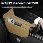 Upgraded Car Center Console Cover,Microfiber Leather Car Armrest Cover Cushion with 2 Storage Bags,Universal Cars Armrest Storage Box Cars Interior Accessories for Most Vehicles (Beige)