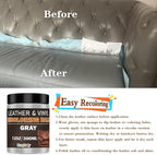 Gray Leather Recoloring Balm Vinyl Auto Dash Board Car Seats Interior Paint Furniture Dye Color Restorer Shoes Sofa Gloves Jacket Purse Bag Couch Stain Remover Fade Scratches Wear Out Repair