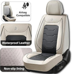 Gray Car Seat Covers Complete Set, Universal Car Seat Covers for Cars, Premium Waterproof Leather, Protect & Upgrade Car Interiors, Airbag Compatible, Easy to Install & Clean Up